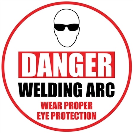 5S Supplies Danger Welding Arc Floor Sign 32in Diameter Non Slip Floor Sign FS-DAWELARC-32